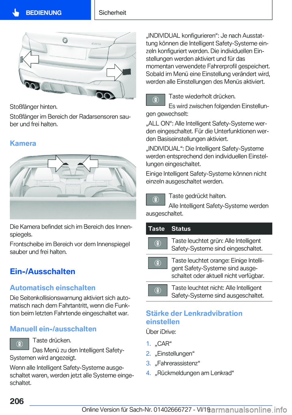 BMW M5 2020  Betriebsanleitungen (in German) �S�t�o�