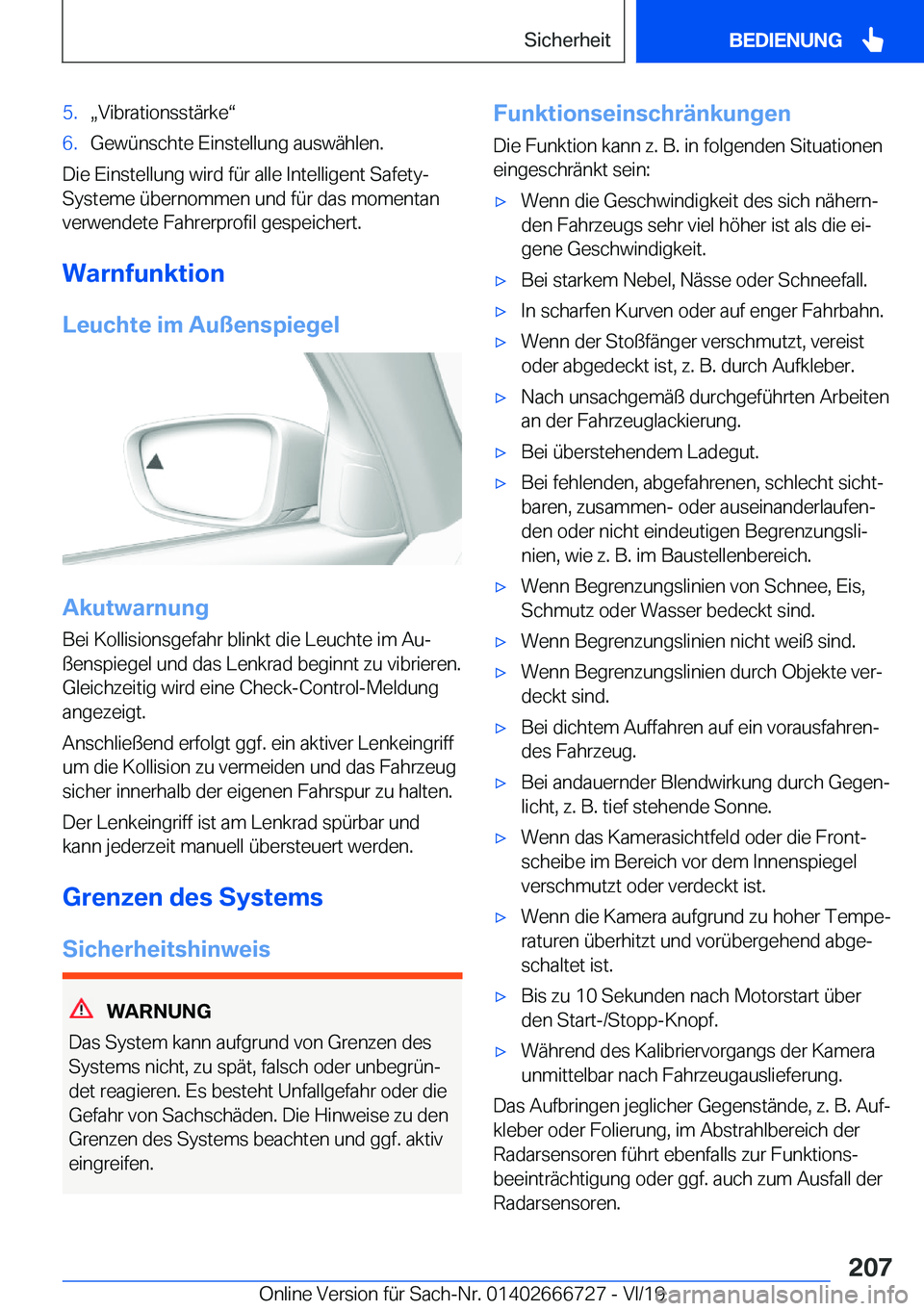 BMW M5 2020  Betriebsanleitungen (in German) �5�.x�V�i�b�r�a�t�i�o�n�s�s�t�