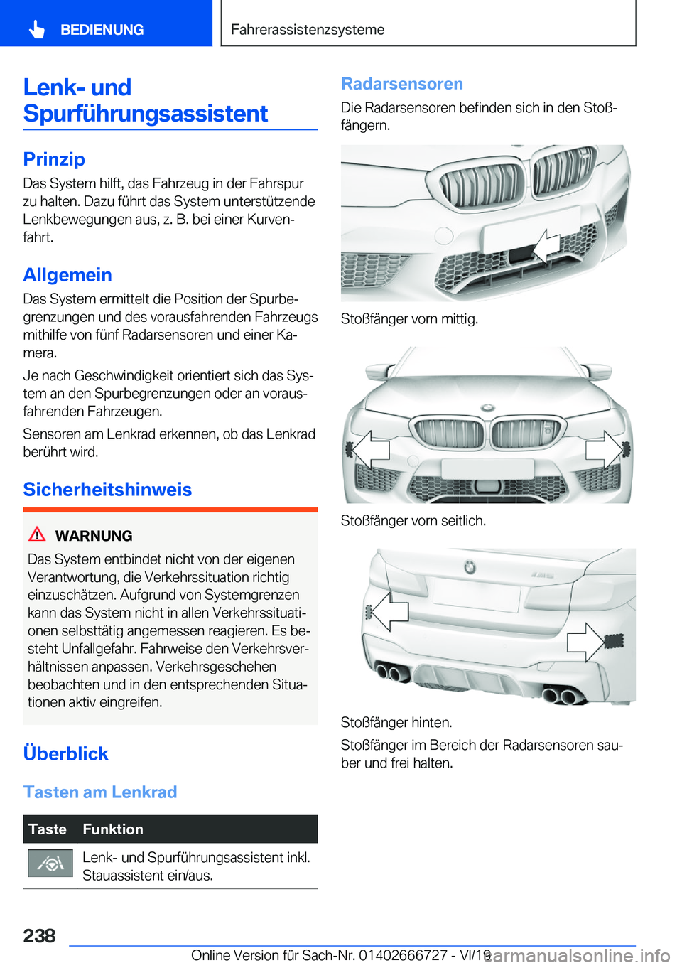 BMW M5 2020  Betriebsanleitungen (in German) �L�e�n�k�-��u�n�d
�S�p�u�r�f�