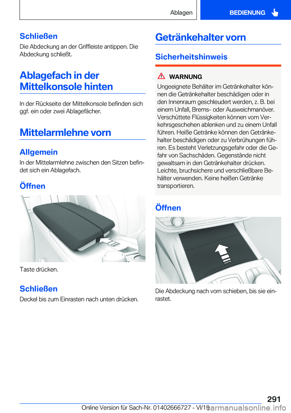 BMW M5 2020  Betriebsanleitungen (in German) �S�c�h�l�i�e�
