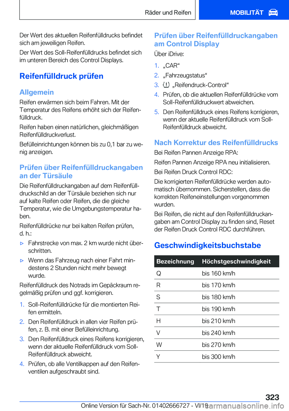 BMW M5 2020  Betriebsanleitungen (in German) �D�e�r��W�e�r�t��d�e�s��a�k�t�u�e�l�l�e�n��R�e�i�f�e�n�f�