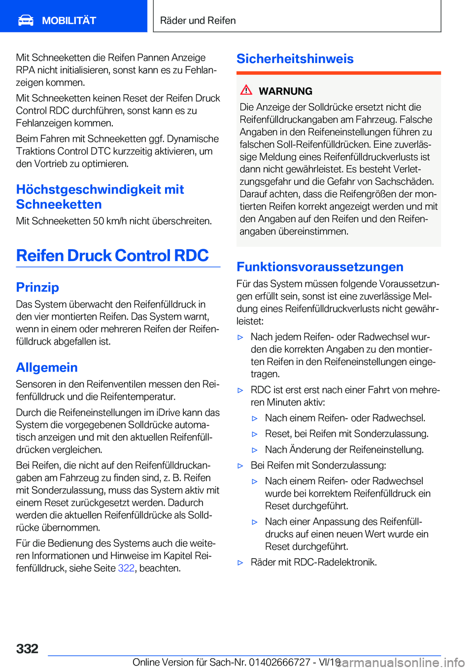 BMW M5 2020  Betriebsanleitungen (in German) �M�i�t��S�c�h�n�e�e�k�e�t�t�e�n��d�i�e��R�e�i�f�e�n��P�a�n�n�e�n��A�n�z�e�i�g�e
�R�P�A��n�i�c�h�t��i�n�i�t�i�a�l�i�s�i�e�r�e�n�,��s�o�n�s�t��k�a�n�n��e�s��z�u��F�e�h�l�a�nj
�z�e�i�g�e�n�