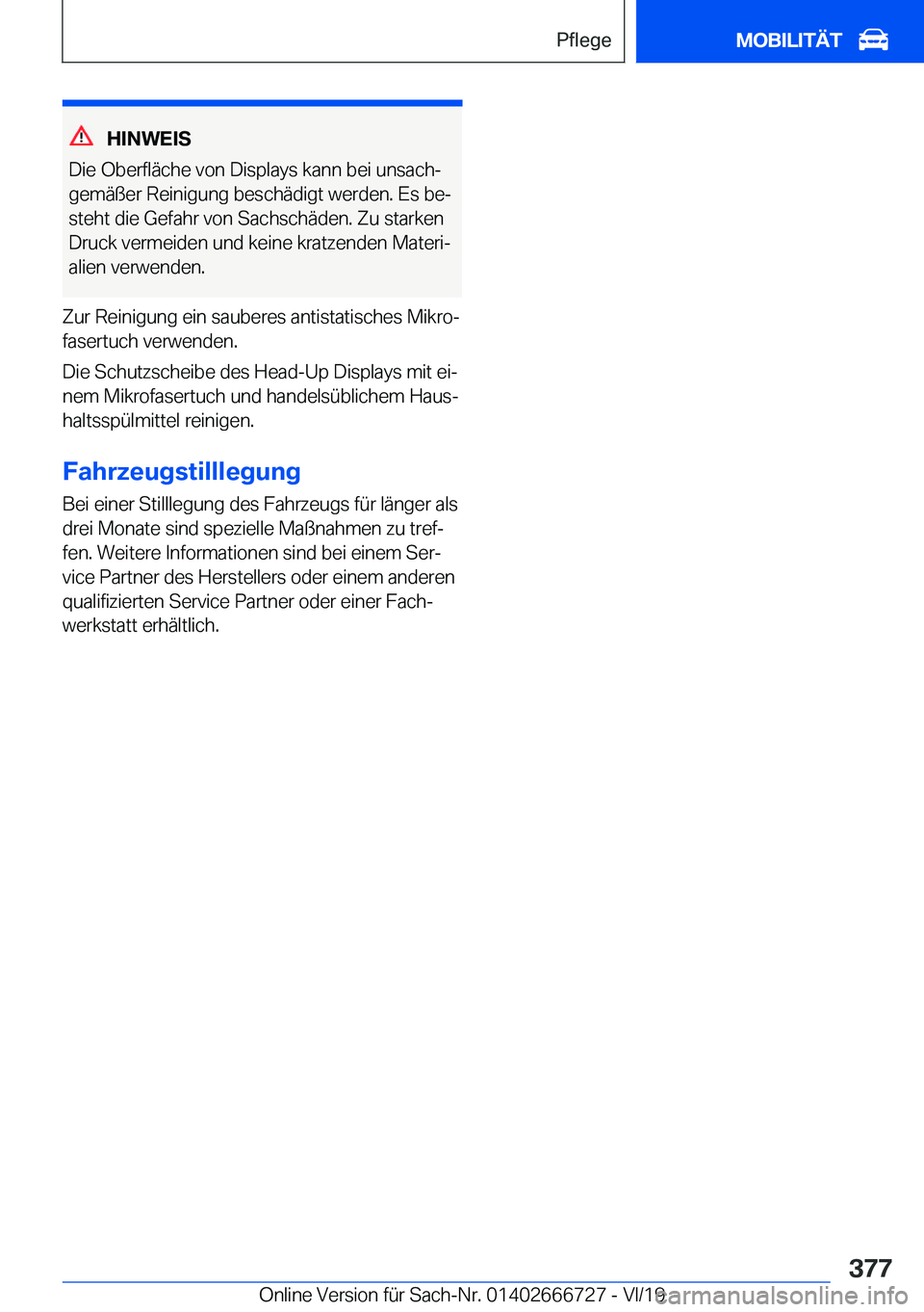BMW M5 2020  Betriebsanleitungen (in German) �H�I�N�W�E�I�S
�D�i�e��O�b�e�r�f�l�