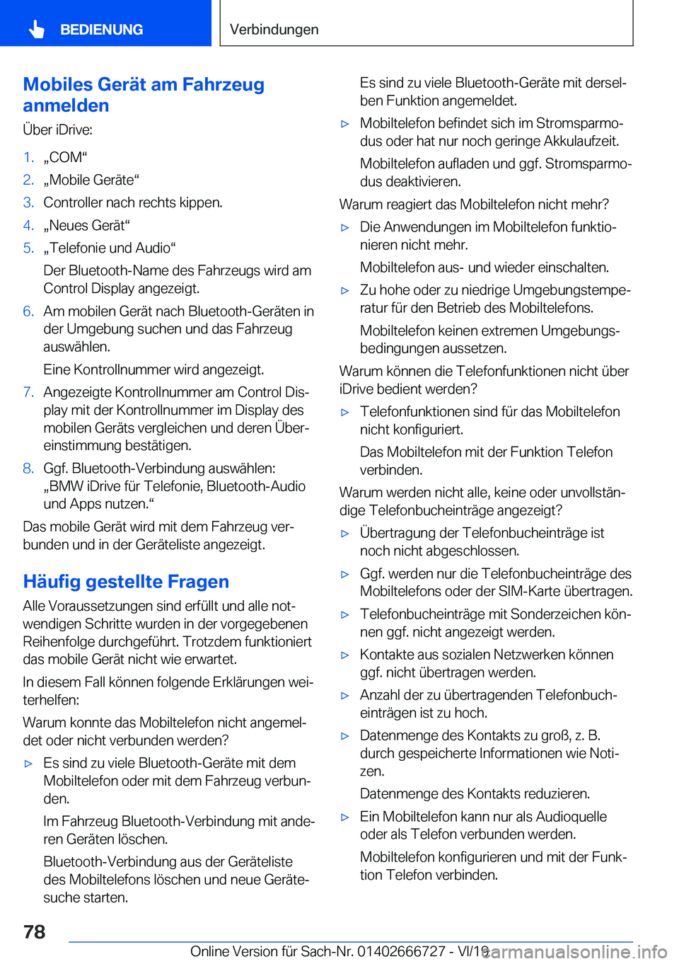 BMW M5 2020  Betriebsanleitungen (in German) �M�o�b�i�l�e�s��G�e�r�