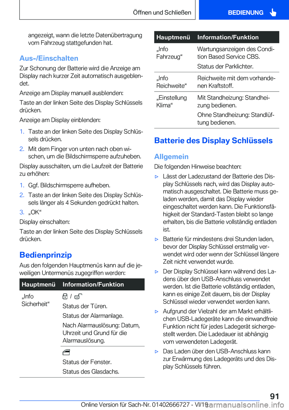 BMW M5 2020  Betriebsanleitungen (in German) �a�n�g�e�z�e�i�g�t�,��w�a�n�n��d�i�e��l�e�t�z�t�e��D�a�t�e�n�