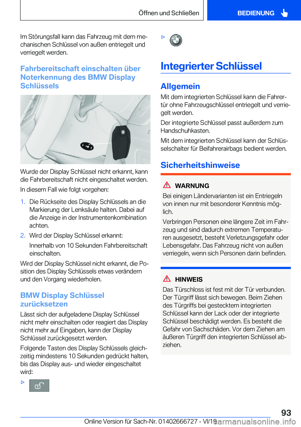 BMW M5 2020  Betriebsanleitungen (in German) �I�m��S�t�