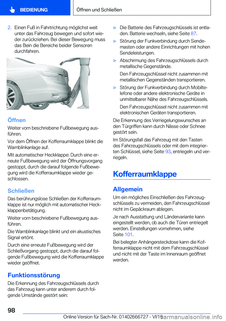 BMW M5 2020  Betriebsanleitungen (in German) �2�.�E�i�n�e�n��F�u�