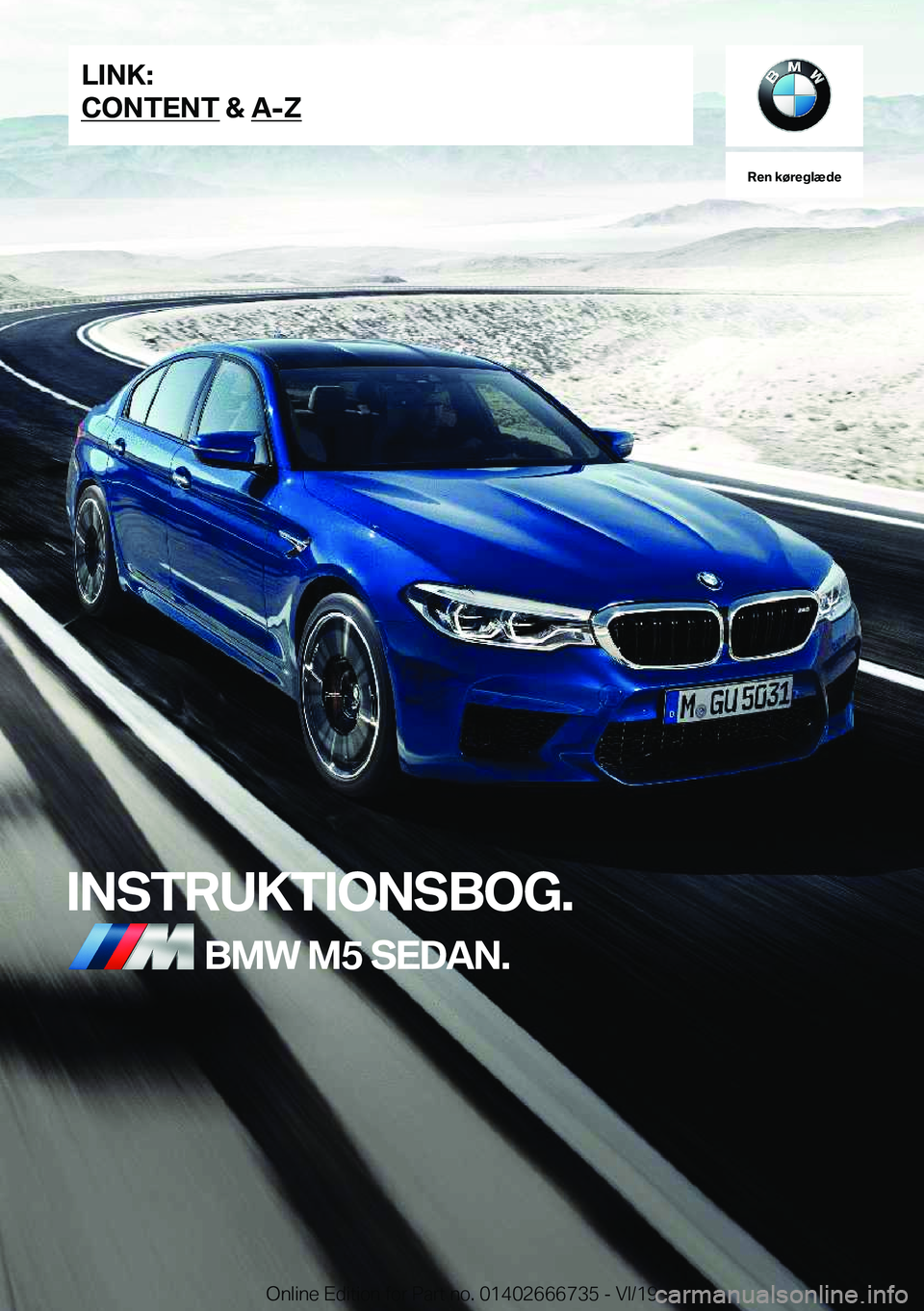 BMW M5 2020  InstruktionsbØger (in Danish) �R�e�n��k�