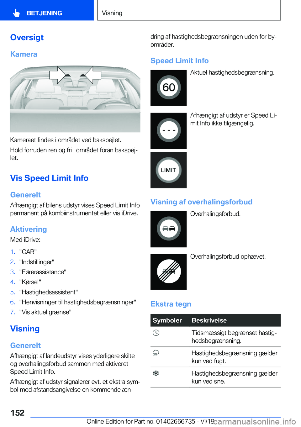 BMW M5 2020  InstruktionsbØger (in Danish) �O�v�e�r�s�i�g�t
�K�a�m�e�r�a
�K�a�m�e�r�a�e�t��f�i�n�d�e�s��i��o�m�r�å�d�e�t��v�e�d��b�a�k�s�p�e�j�l�e�t�.
�H�o�l�d��f�o�r�r�u�d�e�n��r�e�n��o�g��f�r�i��i��o�m�r�å�d�e�t��f�o�r�a�n��b�