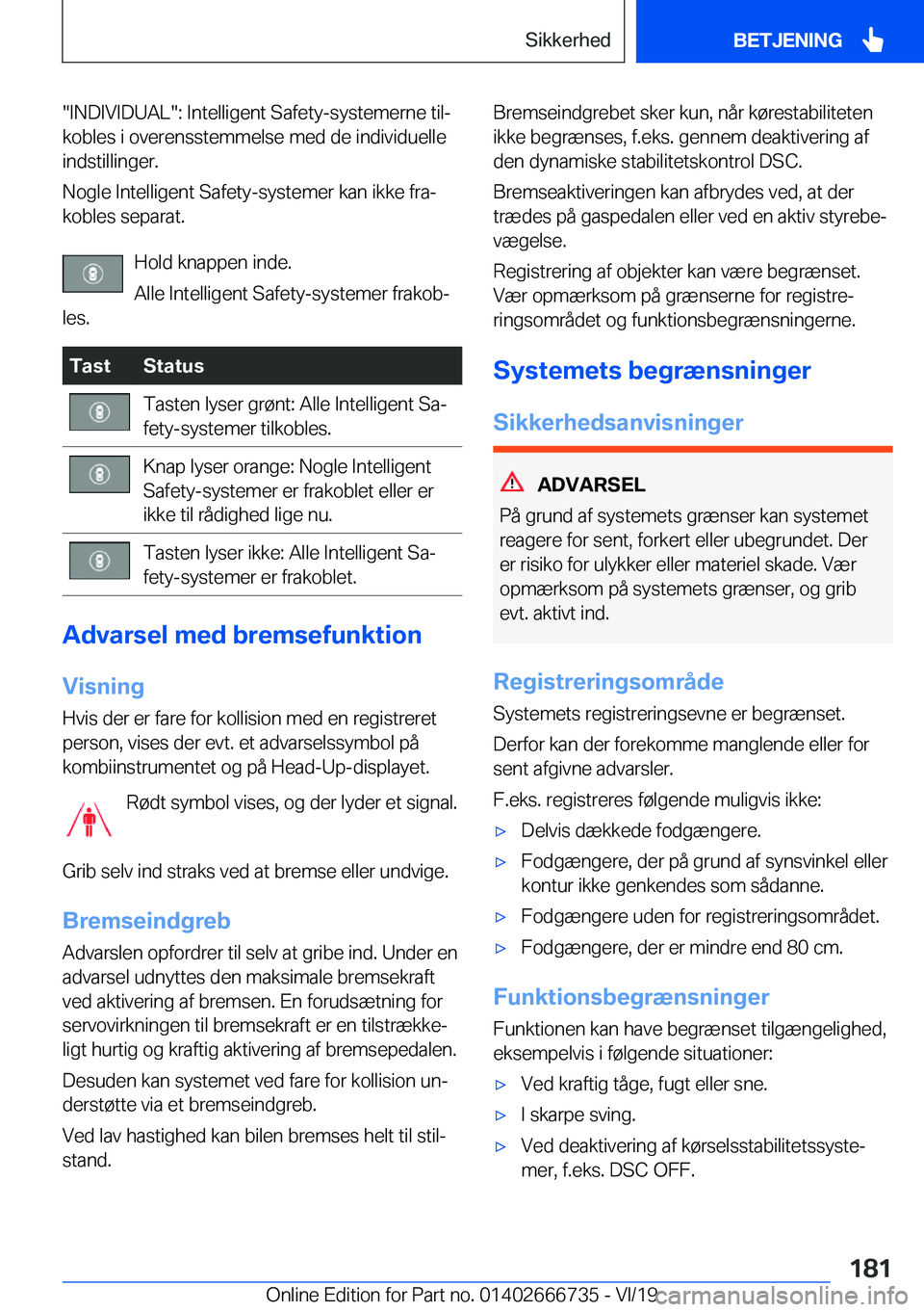 BMW M5 2020  InstruktionsbØger (in Danish) ��I�N�D�I�V�I�D�U�A�L��:��I�n�t�e�l�l�i�g�e�n�t��S�a�f�e�t�y�-�s�y�s�t�e�m�e�r�n�e��t�i�lj
�k�o�b�l�e�s��i��o�v�e�r�e�n�s�s�t�e�m�m�e�l�s�e��m�e�d��d�e��i�n�d�i�v�i�d�u�e�l�l�e �i�n�d�s�t�i