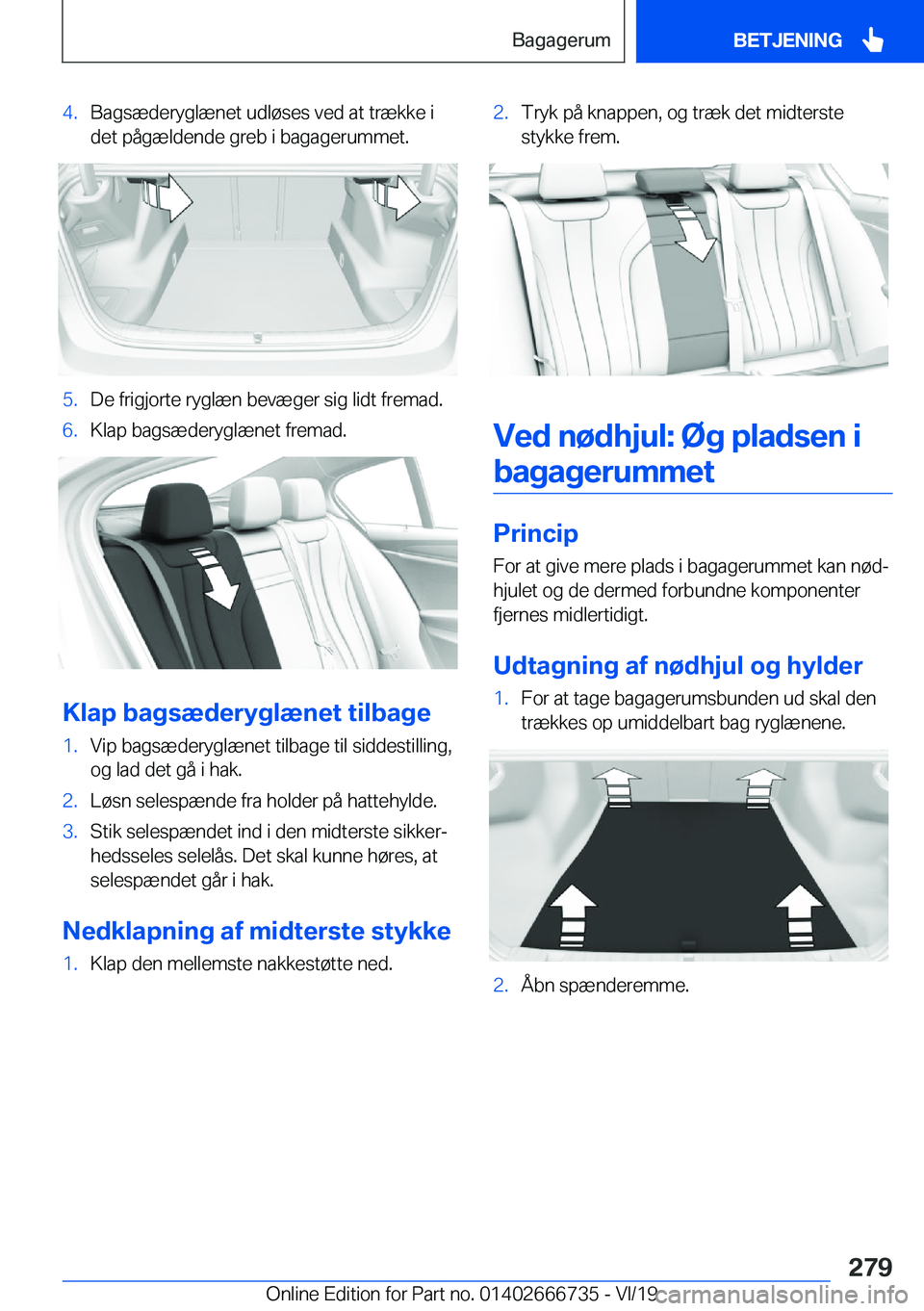 BMW M5 2020  InstruktionsbØger (in Danish) �4�.�B�a�g�s�æ�d�e�r�y�g�l�æ�n�e�t��u�d�l�