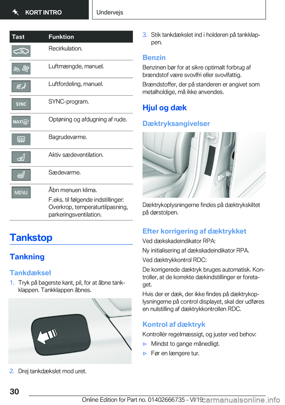 BMW M5 2020  InstruktionsbØger (in Danish) �T�a�s�t�F�u�n�k�t�i�o�n�R�e�c�i�r�k�u�l�a�t�i�o�n�.�L�u�f�t�m�æ�n�g�d�e�,��m�a�n�u�e�l�.�L�u�f�t�f�o�r�d�e�l�i�n�g�,��m�a�n�u�e�l�.�S�Y�N�C�-�p�r�o�g�r�a�m�.�O�p�t�