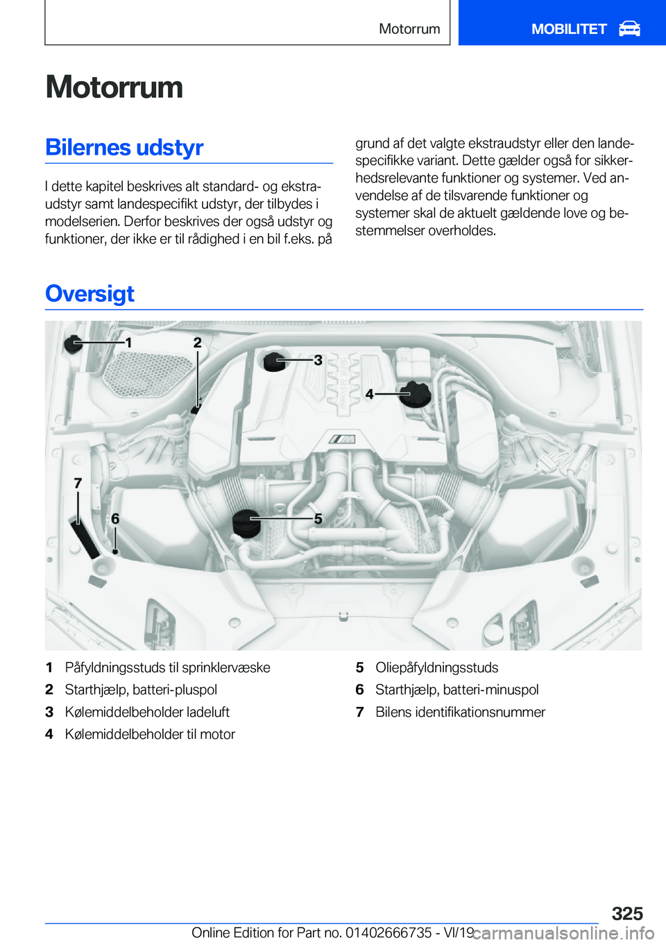 BMW M5 2020  InstruktionsbØger (in Danish) �M�o�t�o�r�r�u�m�B�i�l�e�r�n�e�s��u�d�s�t�y�r
�I��d�e�t�t�e��k�a�p�i�t�e�l��b�e�s�k�r�i�v�e�s��a�l�t��s�t�a�n�d�a�r�d�-��o�g��e�k�s�t�r�aj
�u�d�s�t�y�r��s�a�m�t��l�a�n�d�e�s�p�e�c�i�f�i�k�t