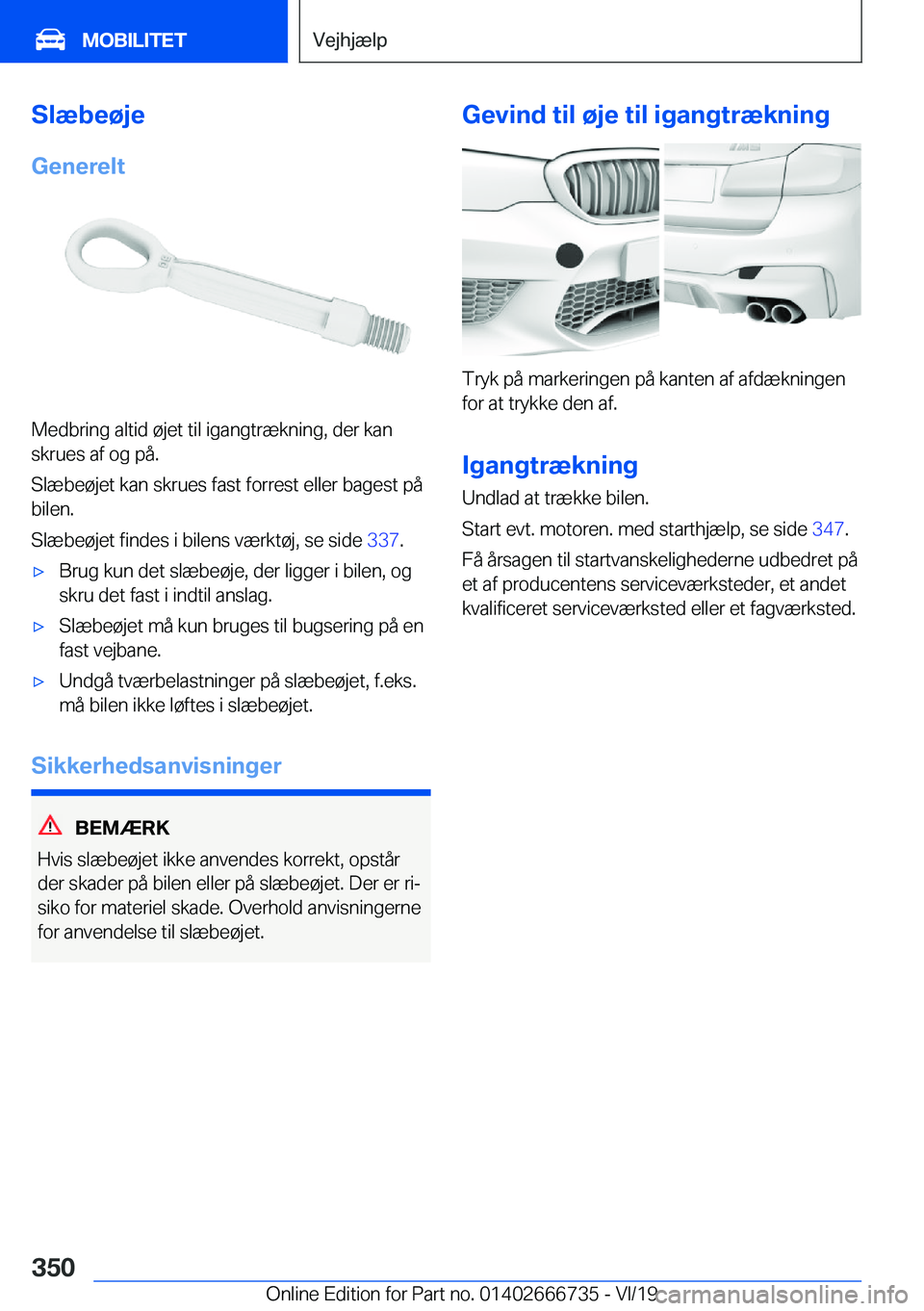 BMW M5 2020  InstruktionsbØger (in Danish) �S�l�æ�b�e�
