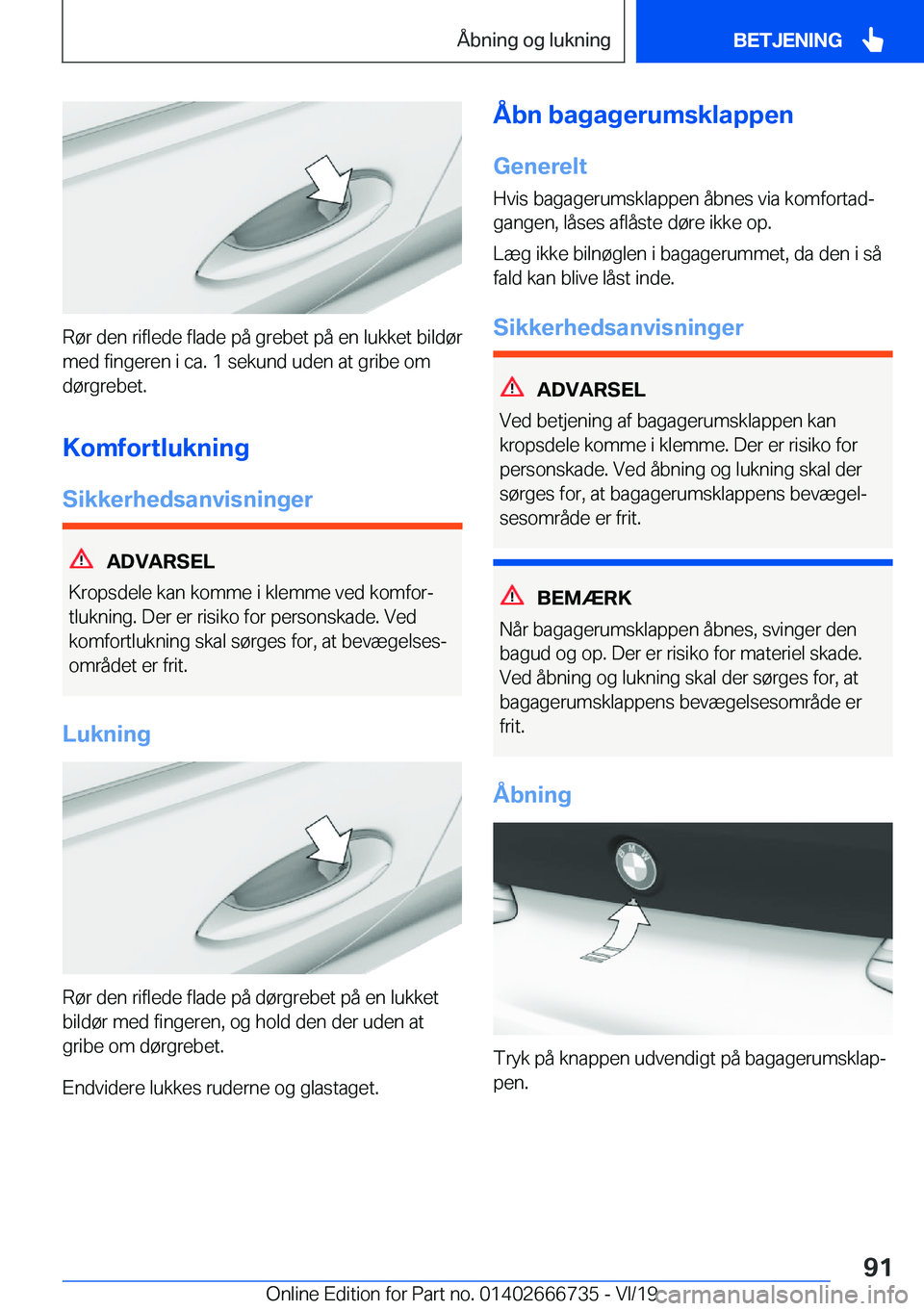 BMW M5 2020  InstruktionsbØger (in Danish) �R�