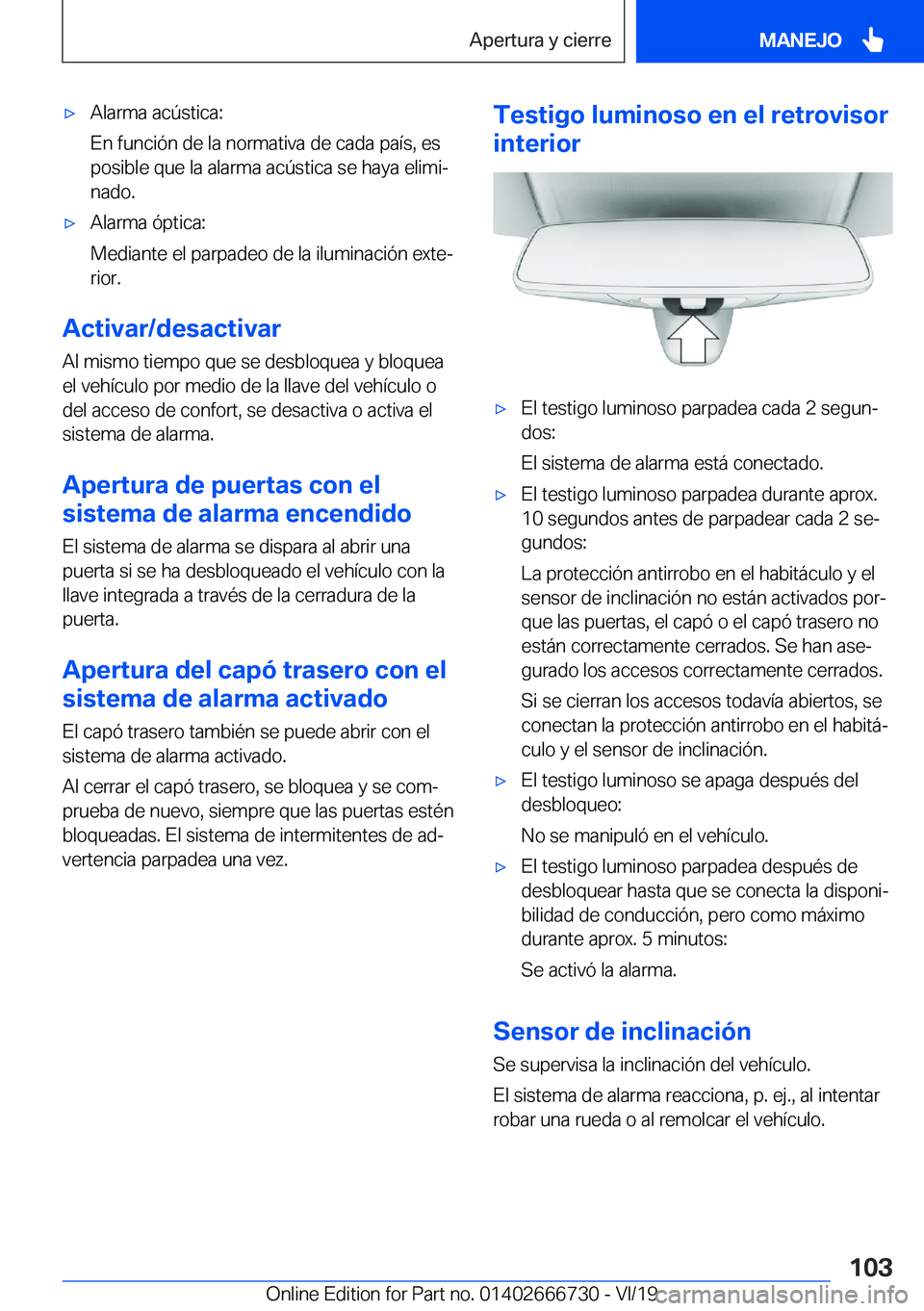 BMW M5 2020  Manuales de Empleo (in Spanish) x�A�l�a�r�m�a��a�c�