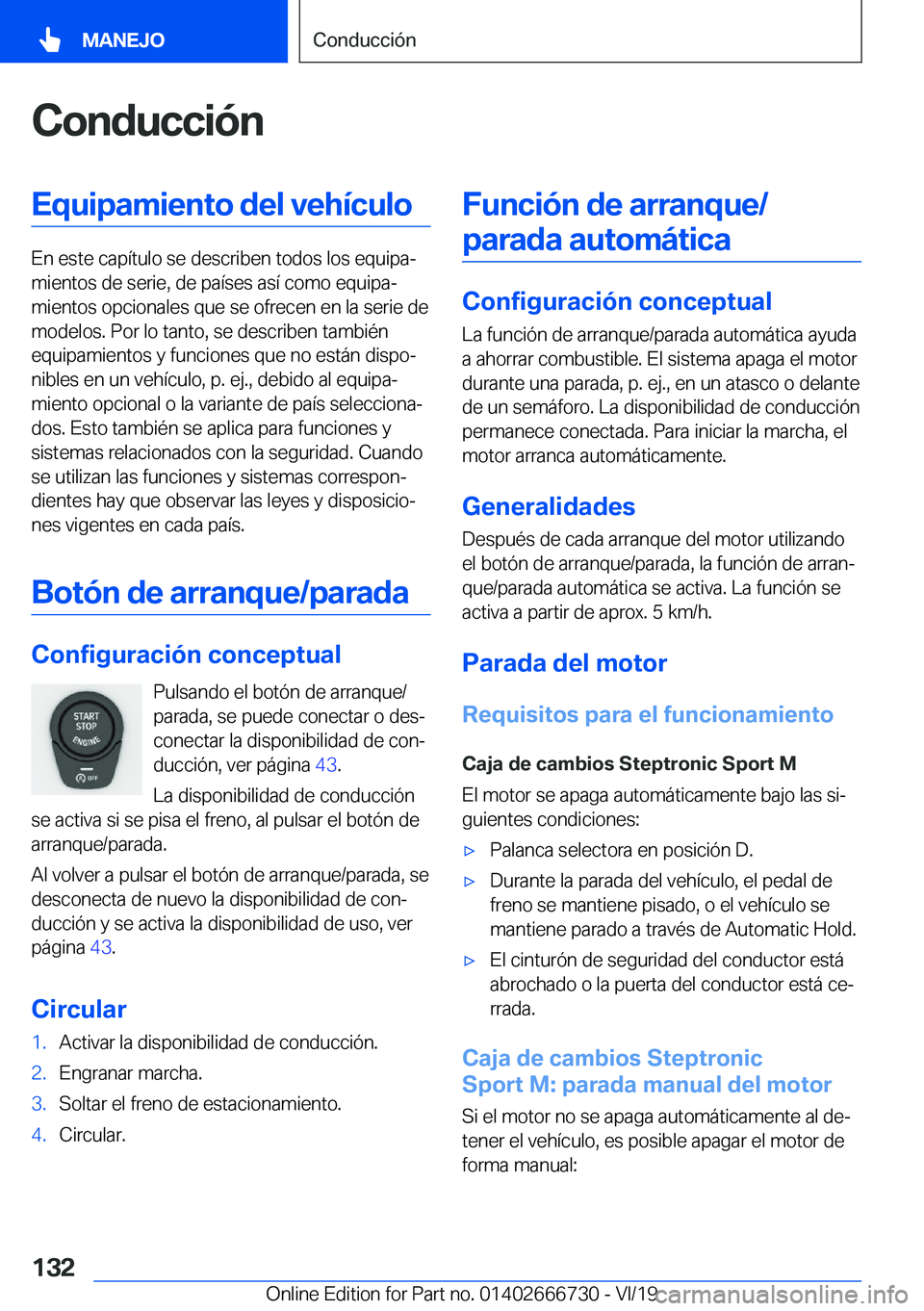 BMW M5 2020  Manuales de Empleo (in Spanish) �C�o�n�d�u�c�c�i�