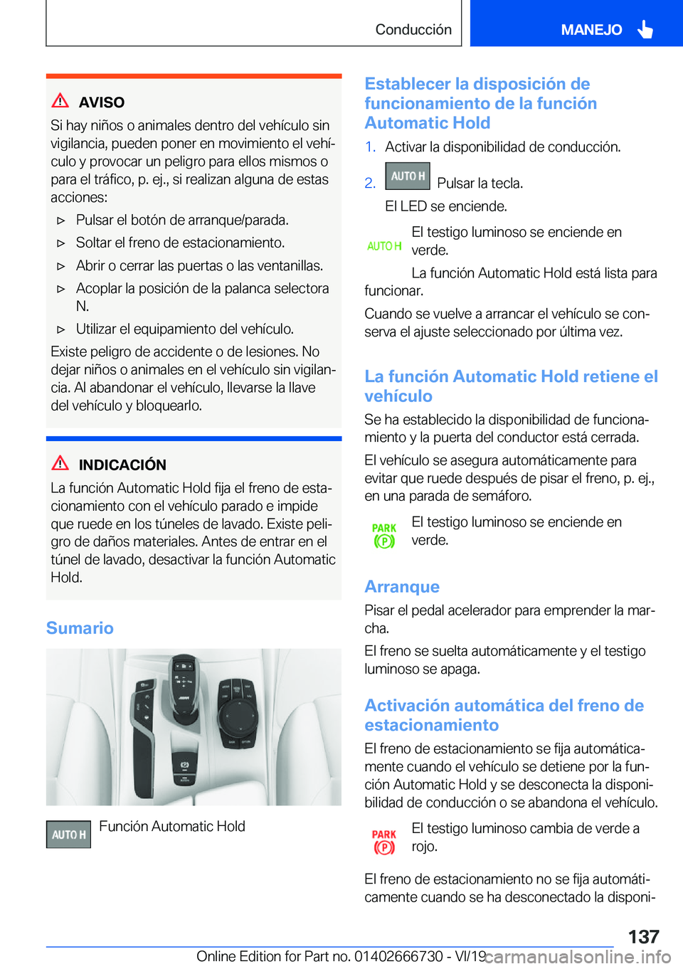 BMW M5 2020  Manuales de Empleo (in Spanish) �A�V�I�S�O
�S�i��h�a�y��n�i�