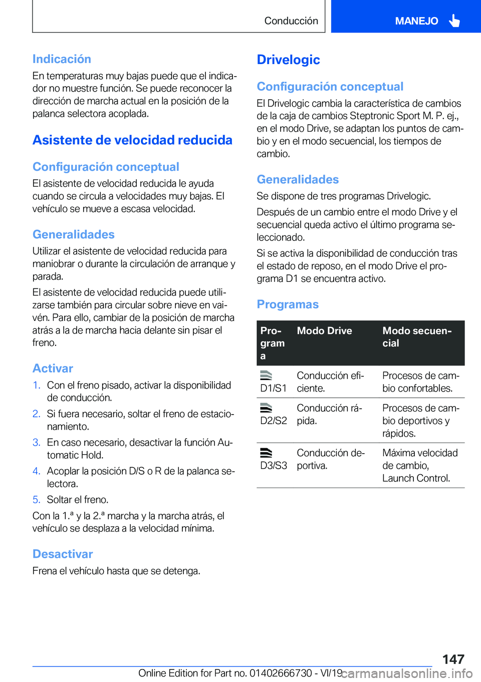 BMW M5 2020  Manuales de Empleo (in Spanish) �I�n�d�i�c�a�c�i�