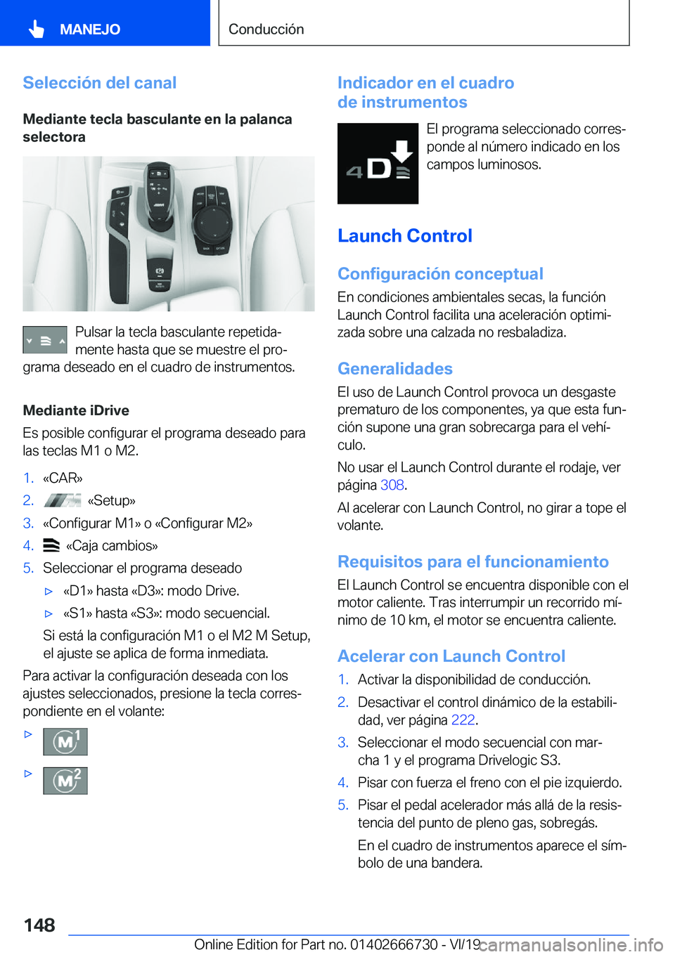 BMW M5 2020  Manuales de Empleo (in Spanish) �S�e�l�e�c�c�i�