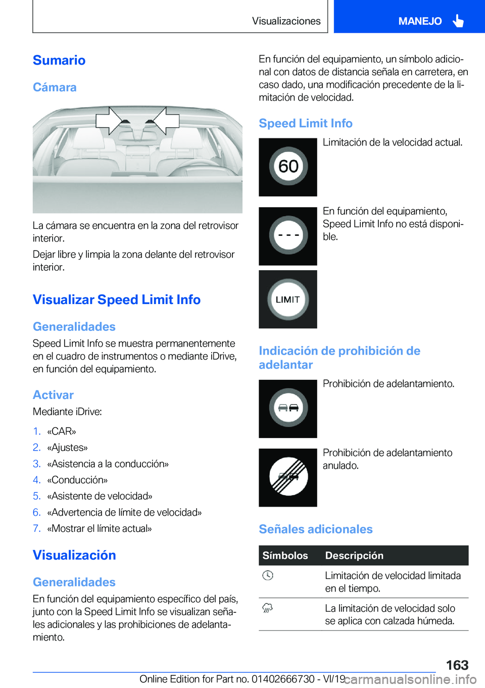 BMW M5 2020  Manuales de Empleo (in Spanish) �S�u�m�a�r�i�o�C�