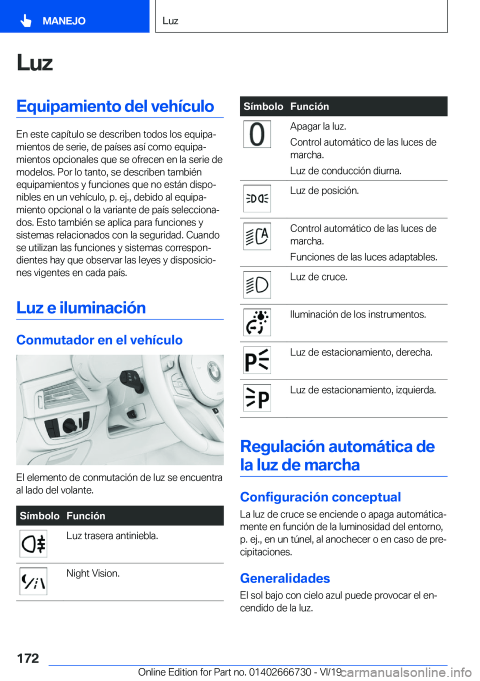 BMW M5 2020  Manuales de Empleo (in Spanish) �L�u�z�E�q�u�i�p�a�m�i�e�n�t�o��d�e�l��v�e�h�