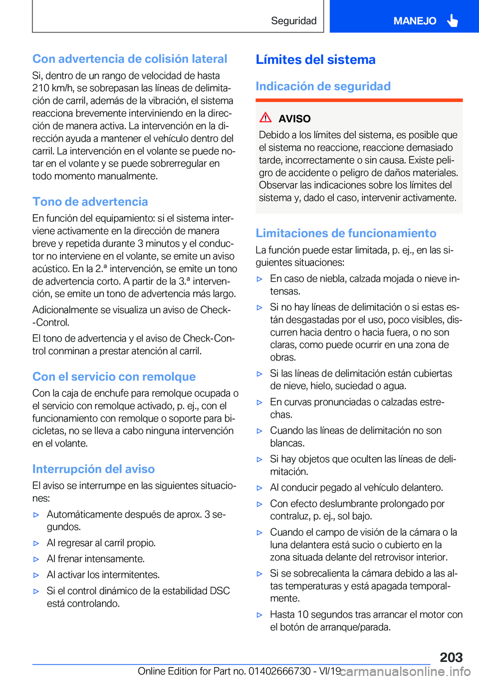 BMW M5 2020  Manuales de Empleo (in Spanish) �C�o�n��a�d�v�e�r�t�e�n�c�i�a��d�e��c�o�l�i�s�i�