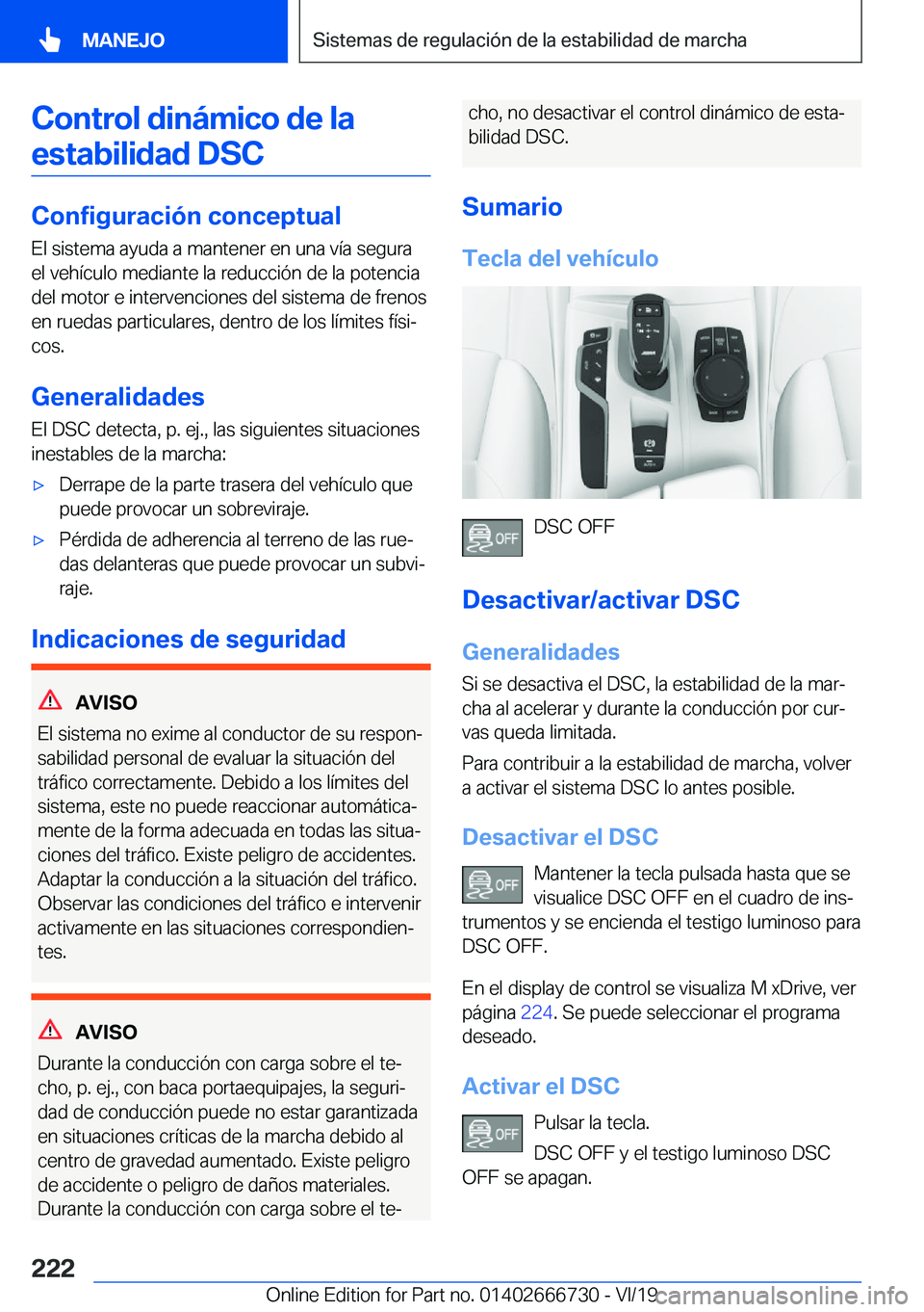 BMW M5 2020  Manuales de Empleo (in Spanish) �C�o�n�t�r�o�l��d�i�n�