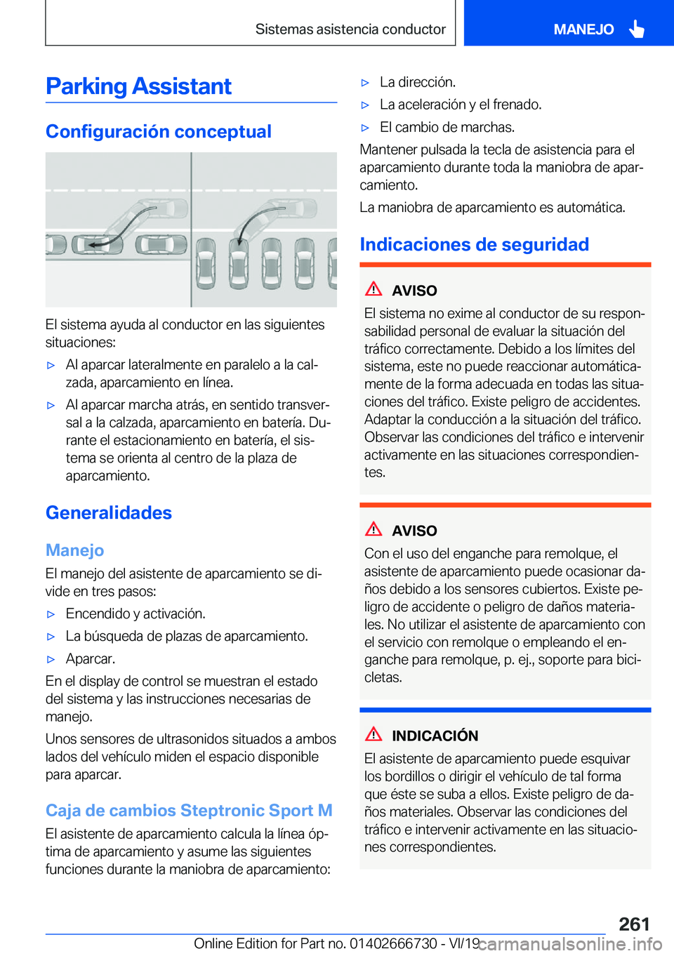 BMW M5 2020  Manuales de Empleo (in Spanish) �P�a�r�k�i�n�g��A�s�s�i�s�t�a�n�t
�C�o�n�f�i�g�u�r�a�c�i�