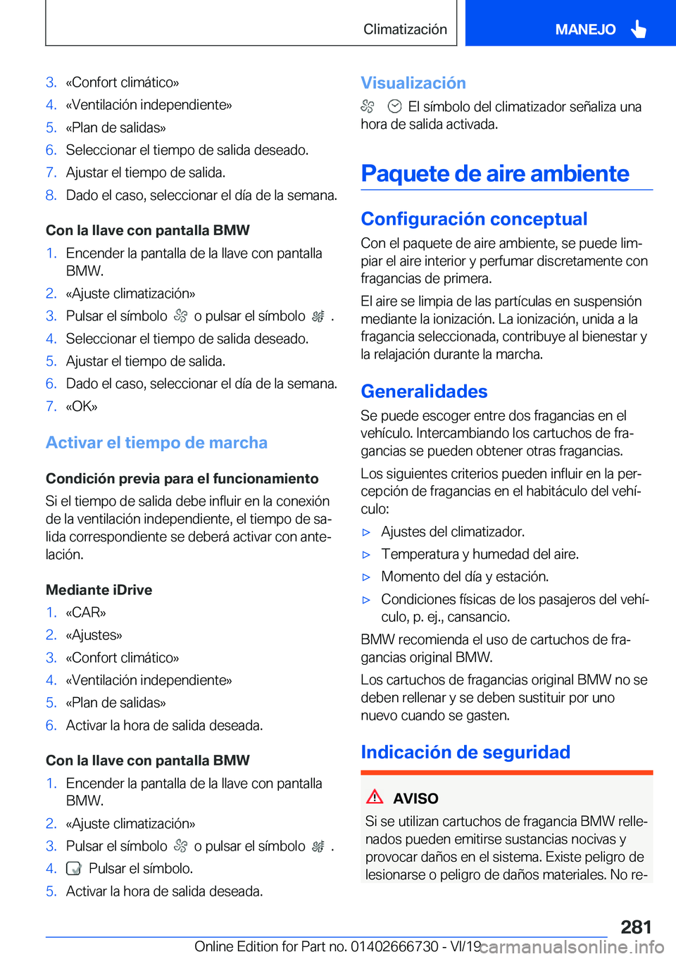 BMW M5 2020  Manuales de Empleo (in Spanish) �3�.�«�C�o�n�f�o�r�t��c�l�i�m�