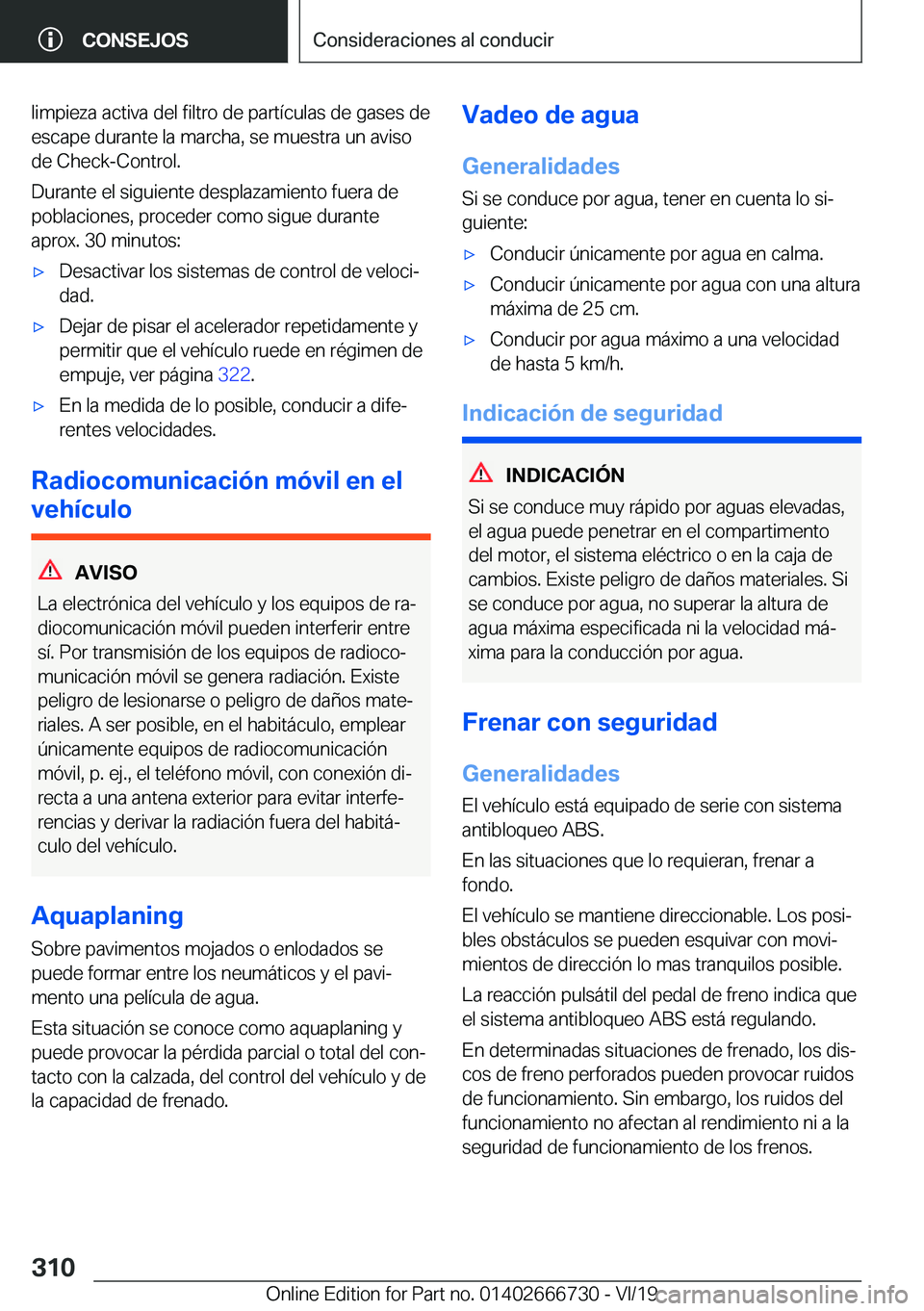 BMW M5 2020  Manuales de Empleo (in Spanish) �l�i�m�p�i�e�z�a��a�c�t�i�v�a��d�e�l��f�i�l�t�r�o��d�e��p�a�r�t�