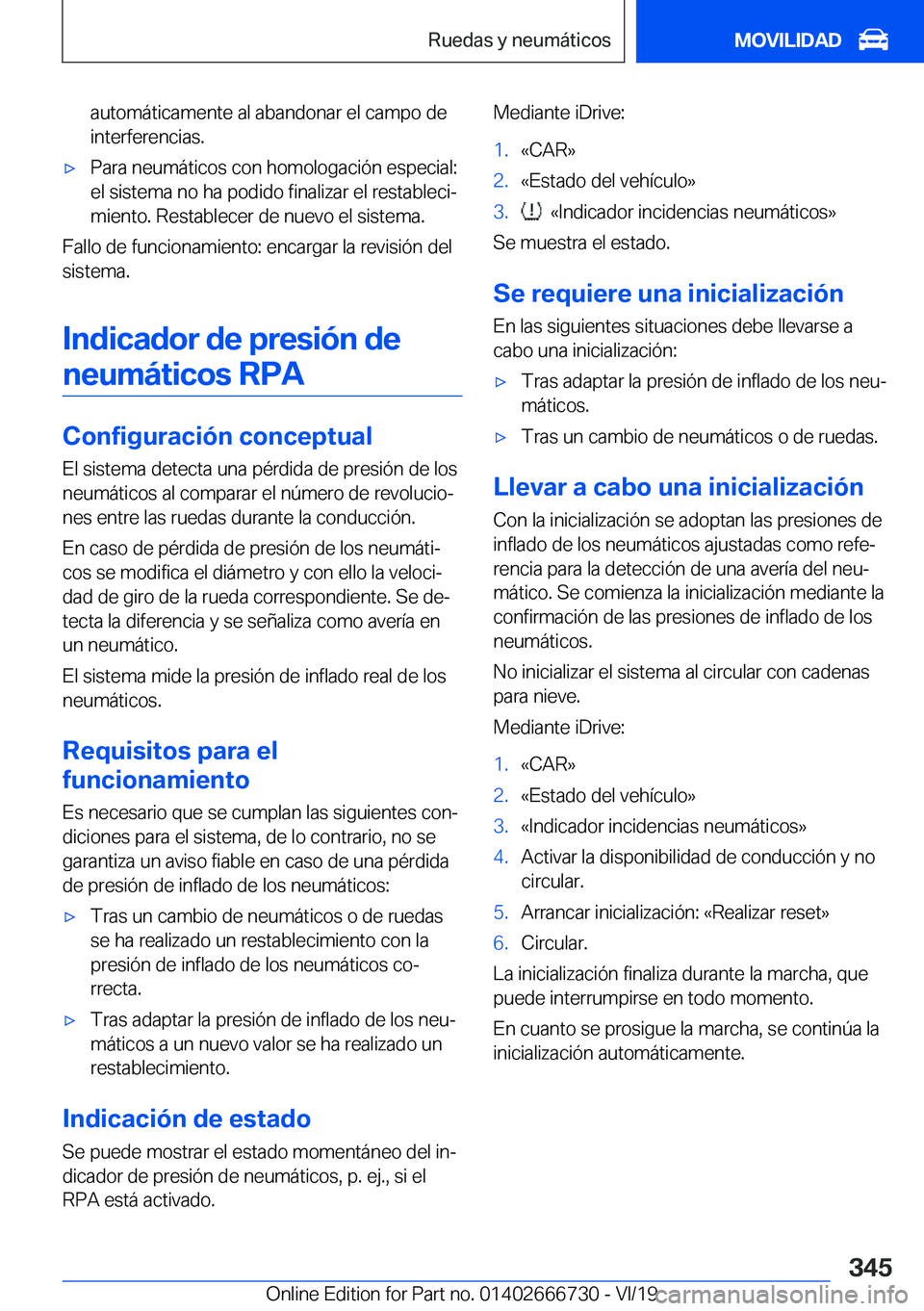 BMW M5 2020  Manuales de Empleo (in Spanish) �a�u�t�o�m�