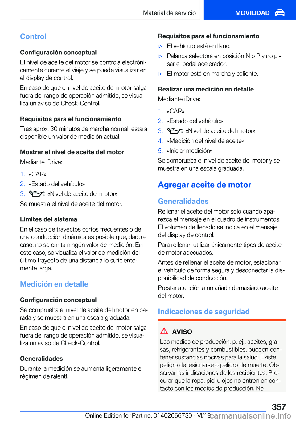 BMW M5 2020  Manuales de Empleo (in Spanish) �C�o�n�t�r�o�l�C�o�n�f�i�g�u�r�a�c�i�