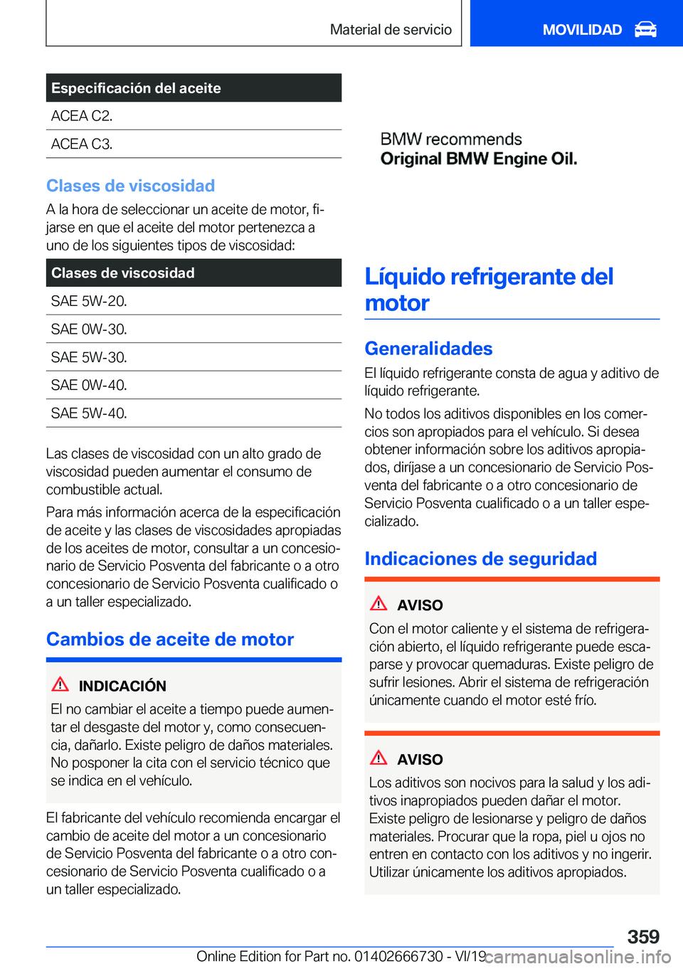 BMW M5 2020  Manuales de Empleo (in Spanish) �E�s�p�e�c�i�f�i�c�a�c�i�