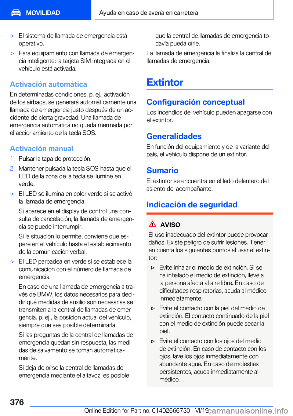 BMW M5 2020  Manuales de Empleo (in Spanish) x�E�l��s�i�s�t�e�m�a��d�e��l�l�a�m�a�d�a��d�e��e�m�e�r�g�e�n�c�i�a��e�s�t�