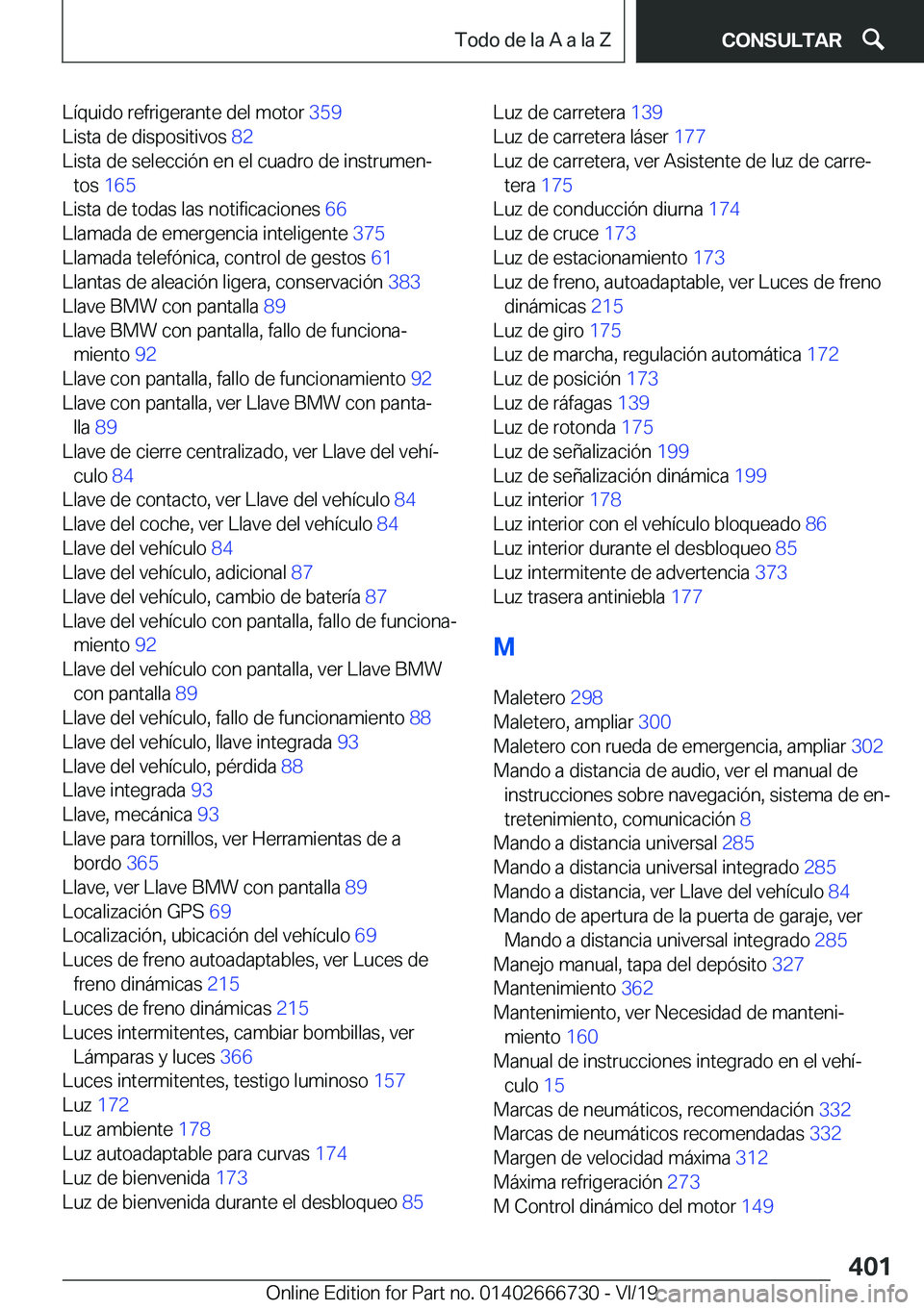 BMW M5 2020  Manuales de Empleo (in Spanish) �L�