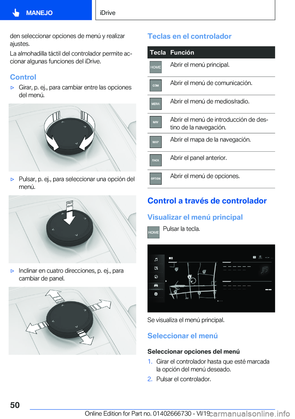 BMW M5 2020  Manuales de Empleo (in Spanish) �d�e�n��s�e�l�e�c�c�i�o�n�a�r��o�p�c�i�o�n�e�s��d�e��m�e�n�