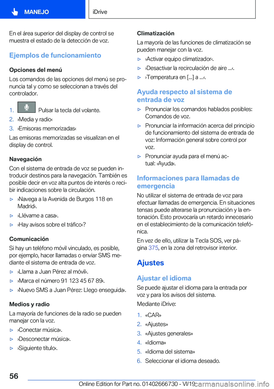 BMW M5 2020  Manuales de Empleo (in Spanish) �E�n��e�l��