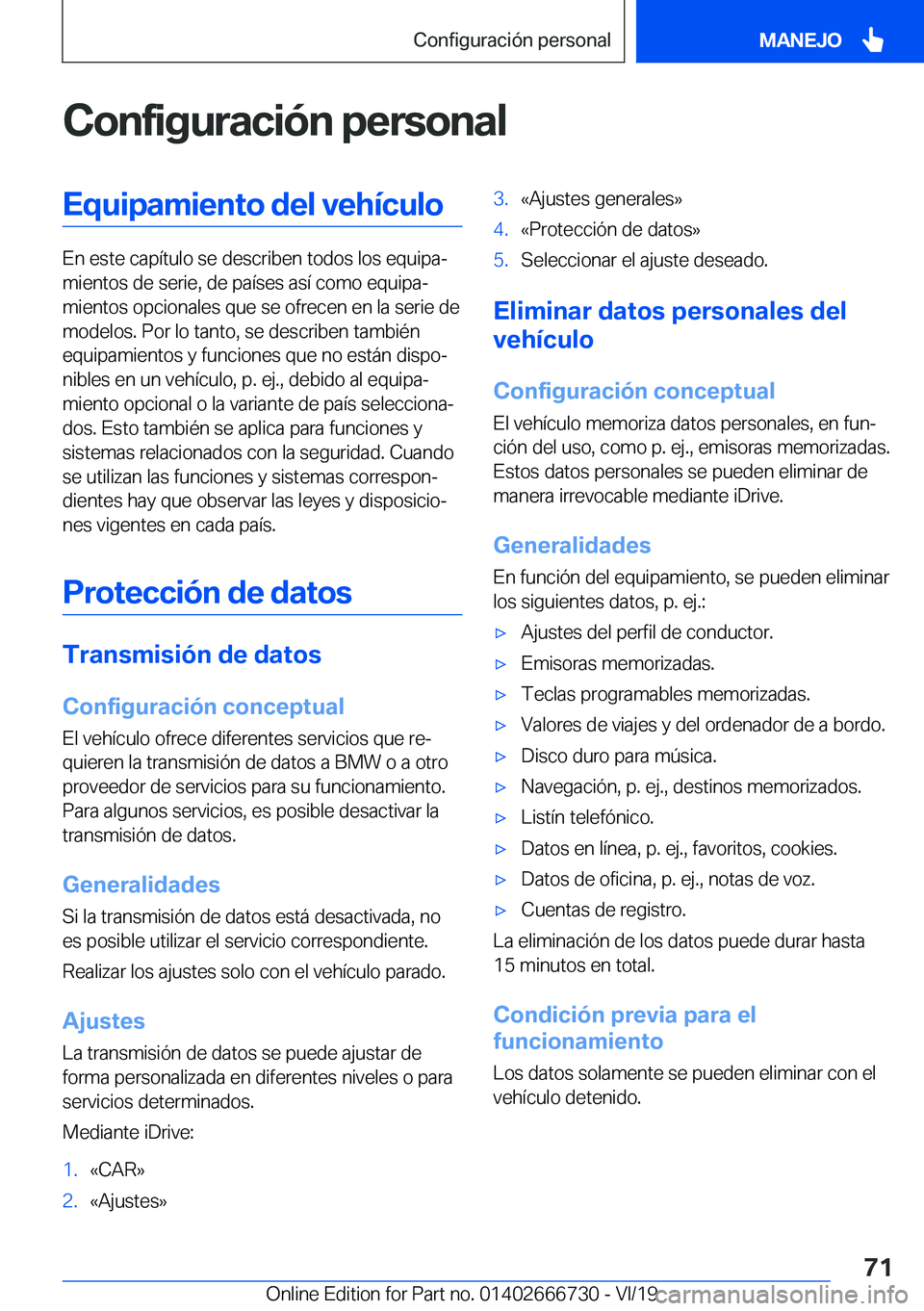 BMW M5 2020  Manuales de Empleo (in Spanish) �C�o�n�f�i�g�u�r�a�c�i�