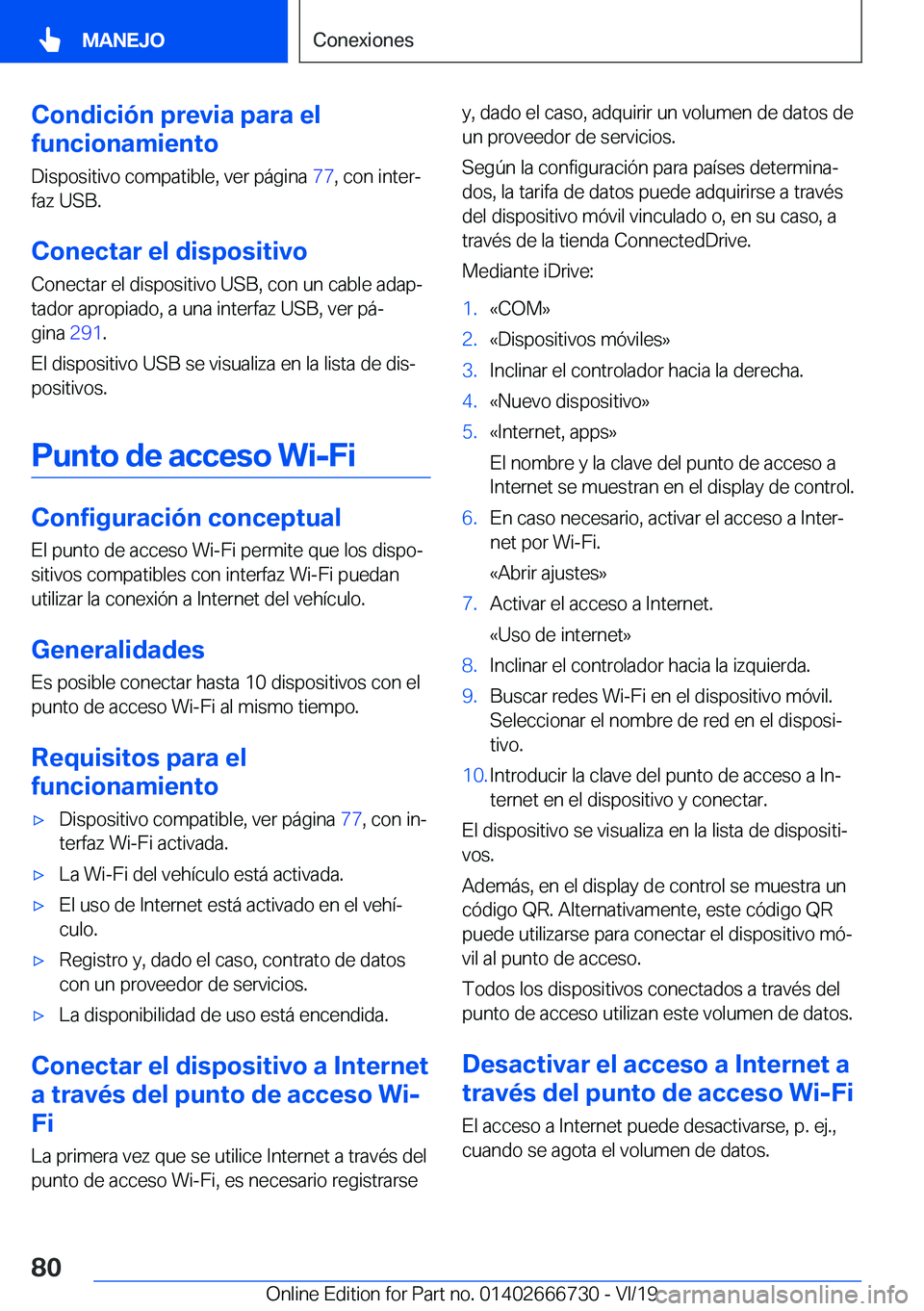 BMW M5 2020  Manuales de Empleo (in Spanish) �C�o�n�d�i�c�i�