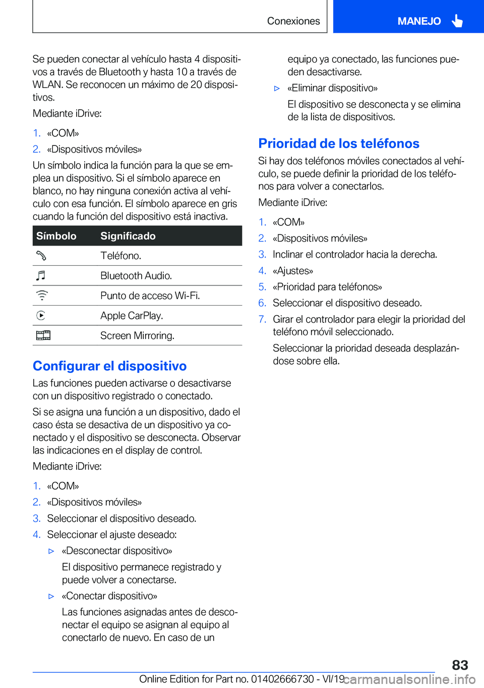 BMW M5 2020  Manuales de Empleo (in Spanish) �S�e��p�u�e�d�e�n��c�o�n�e�c�t�a�r��a�l��v�e�h�