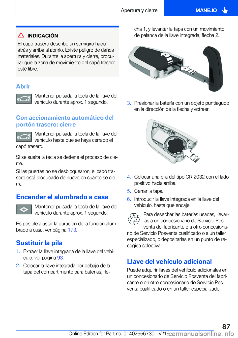 BMW M5 2020  Manuales de Empleo (in Spanish) �I�N�D�I�C�A�C�I�