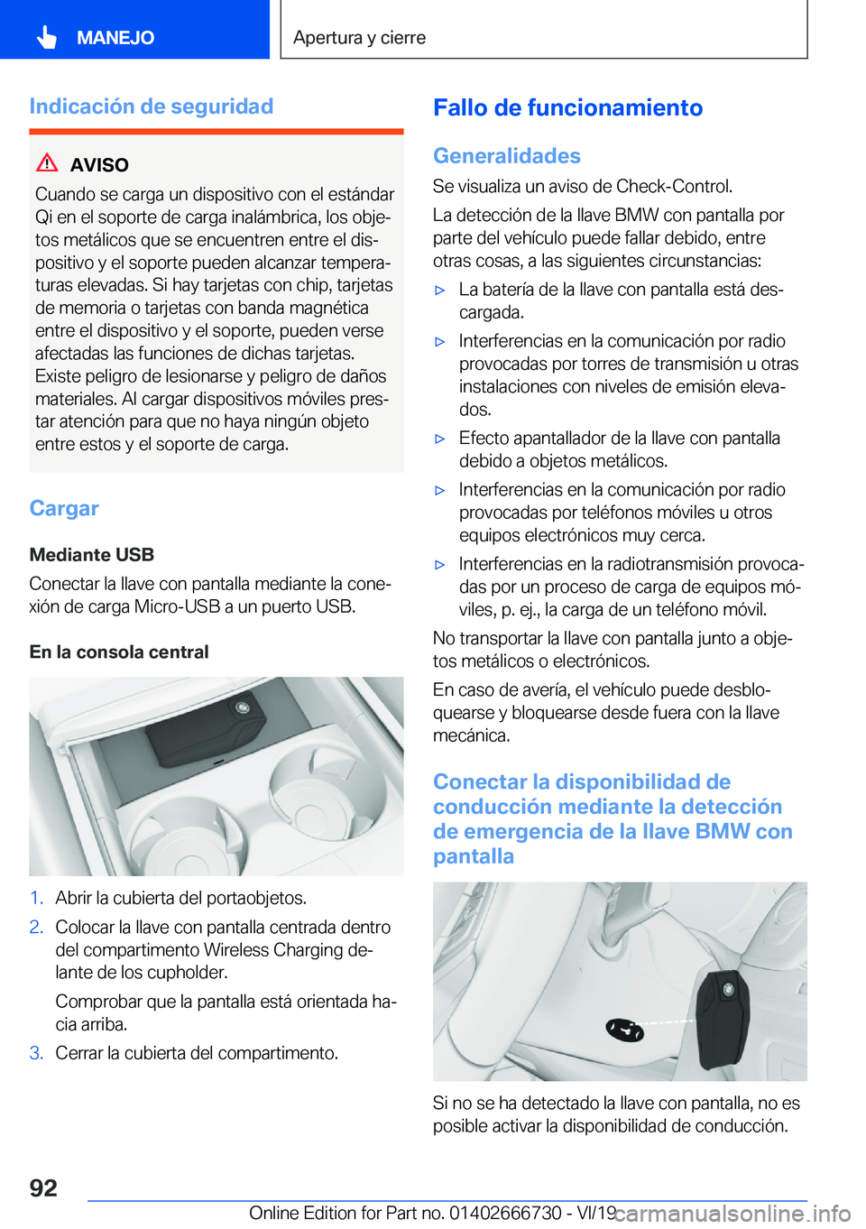 BMW M5 2020  Manuales de Empleo (in Spanish) �I�n�d�i�c�a�c�i�