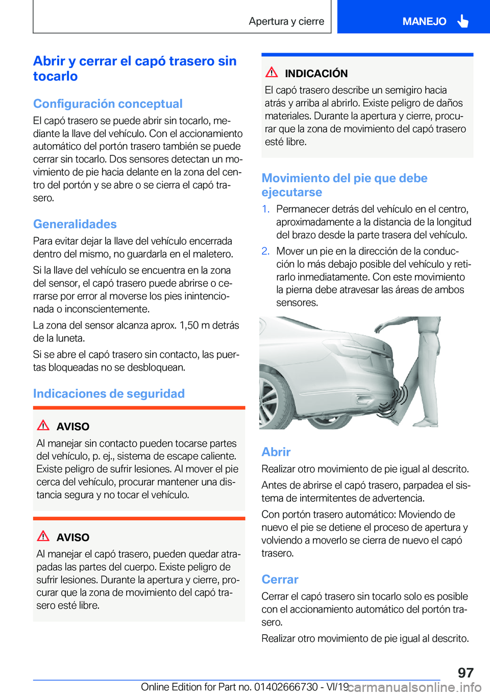 BMW M5 2020  Manuales de Empleo (in Spanish) �A�b�r�i�r��y��c�e�r�r�a�r��e�l��c�a�p�