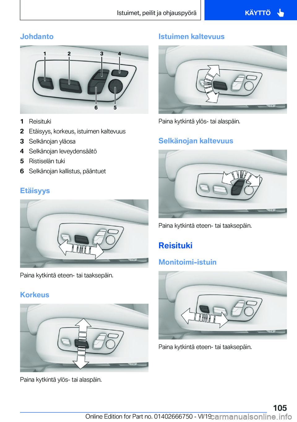 BMW M5 2020  Omistajan Käsikirja (in Finnish) �J�o�h�d�a�n�t�o�1�R�e�i�s�i�t�u�k�i�2�E�t�