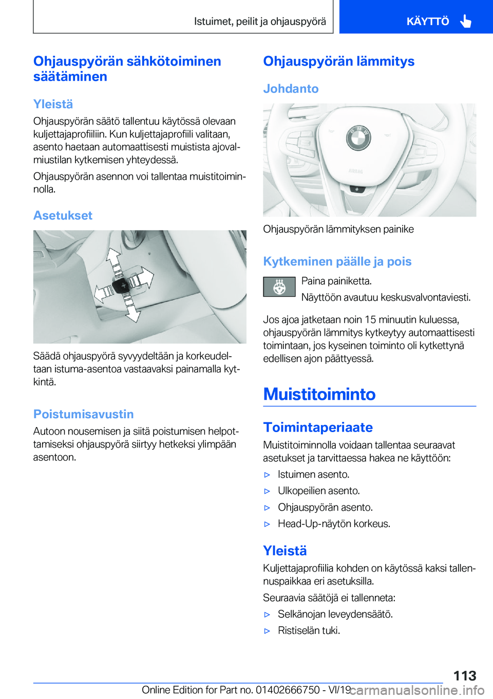 BMW M5 2020  Omistajan Käsikirja (in Finnish) �O�h�j�a�u�s�p�y�
