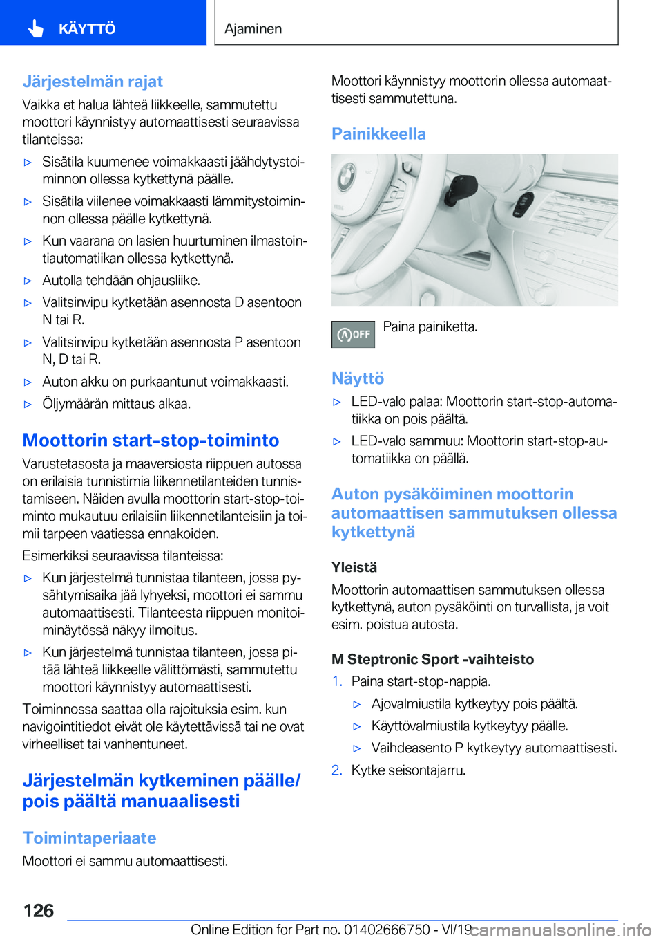 BMW M5 2020  Omistajan Käsikirja (in Finnish) �J�