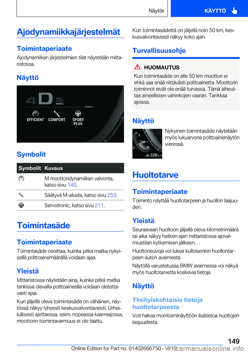 BMW M5 2020  Omistajan Käsikirja (in Finnish) �A�j�o�d�y�n�a�m�i�i�k�k�a�j�