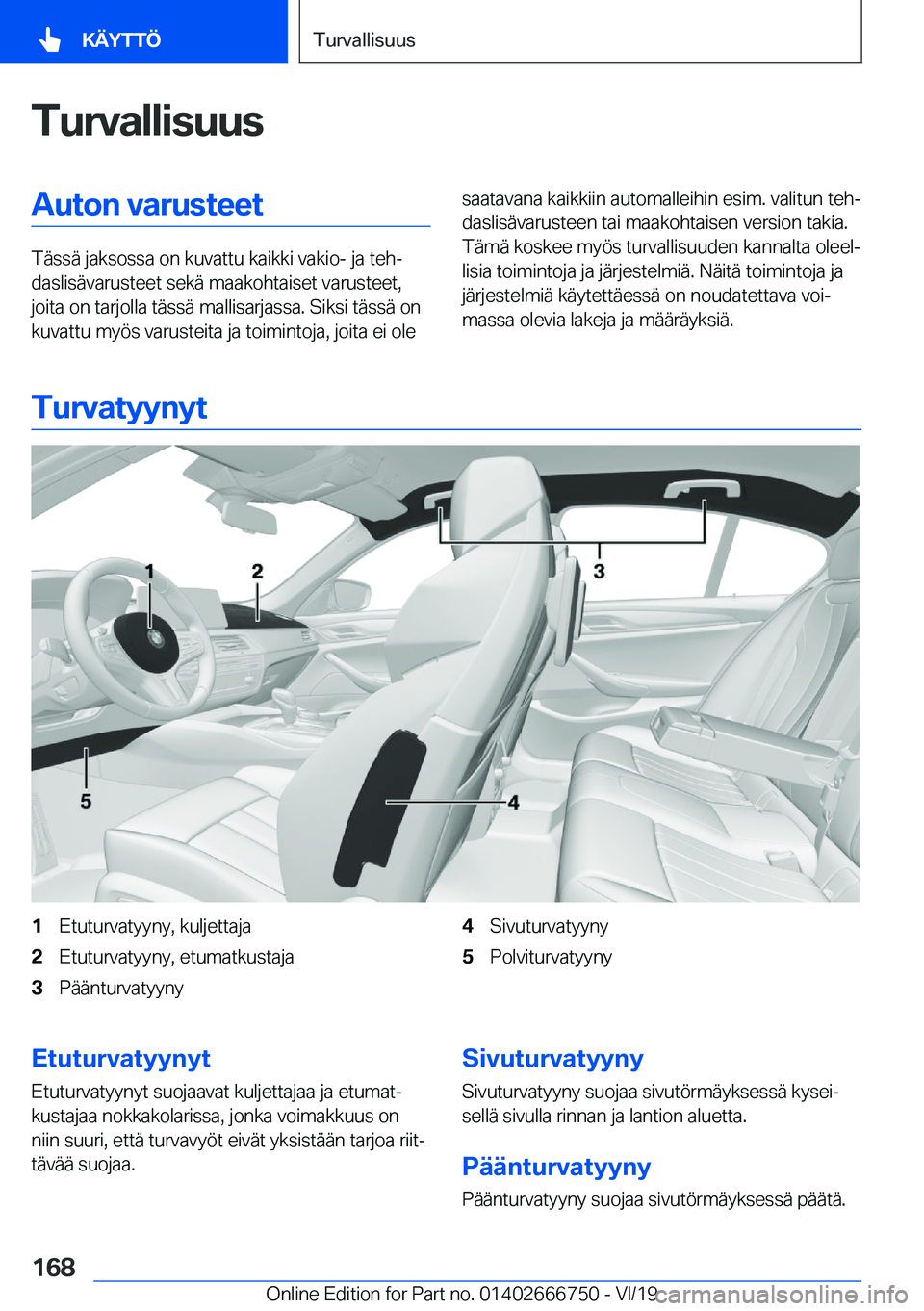 BMW M5 2020  Omistajan Käsikirja (in Finnish) �T�u�r�v�a�l�l�i�s�u�u�s�A�u�t�o�n��v�a�r�u�s�t�e�e�t
�T�