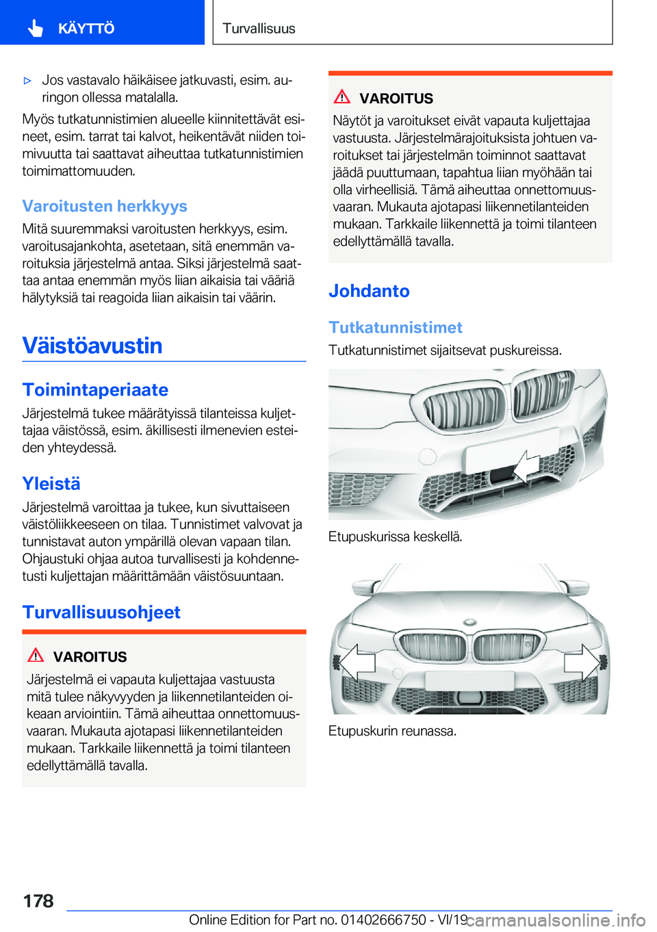 BMW M5 2020  Omistajan Käsikirja (in Finnish) 'x�J�o�s��v�a�s�t�a�v�a�l�o��h�